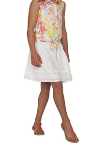 Pumpkin Patch Girl's White Skirt With La
