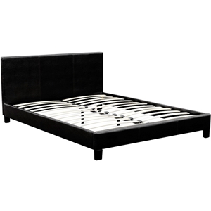 Queen PU Leather Wooden Bed Frame Black