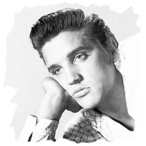 Elvis Black & White, 90x90cm Canvas Prin