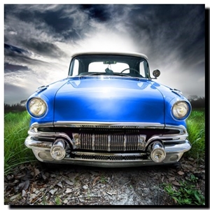 Vintage Car Coupe Blue, 90x90cm Canvas P