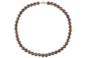 Brown Pearl Necklace with Sterling Silve