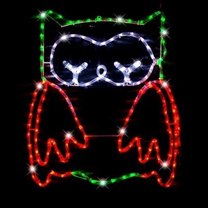 LED Owl Ropelight Display - Red/Green