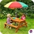 Plum Picnic Table with Parasol