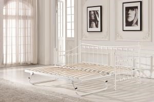 Metal Day Bed with Trundle Ivory