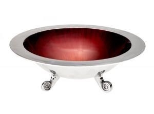 Red Round Bowl w/Feet 36cm
