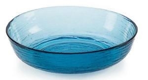 Glass Shallow Bowl-Aqua-D35
