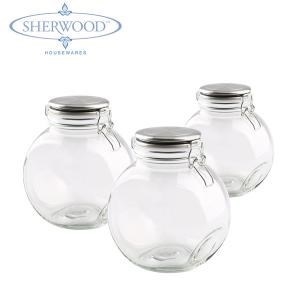 3 Piece Glass Jar Set With Metal Lid - 1