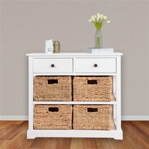 Rustic 2 Drawer Cabinet with 4 Baskets -