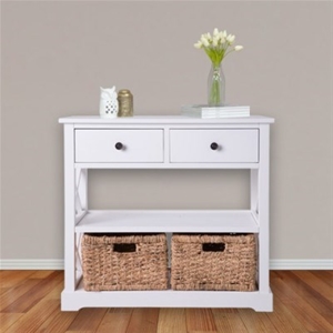 Rustic 2 Drawer Cabinet with 2 Baskets -