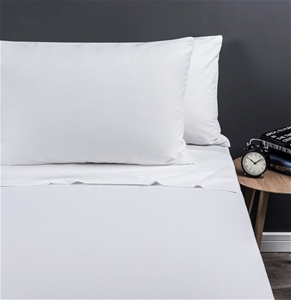 White Linen Cotton Fitted Sheet Set - Si